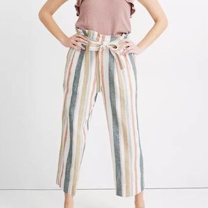 Madewell Tie-Waist Huston Pull-On Crop Pant Stripe